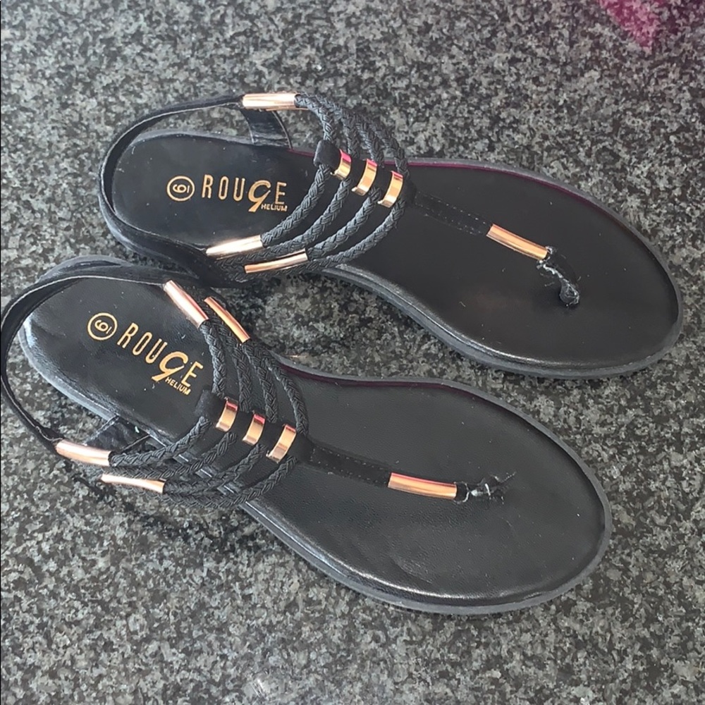 Black and gold sandals